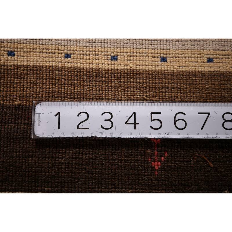 Tribal Striped Gabbeh Indian Area Rug Hand-Knotted Wool Carpet - 5'3"x 7'9"