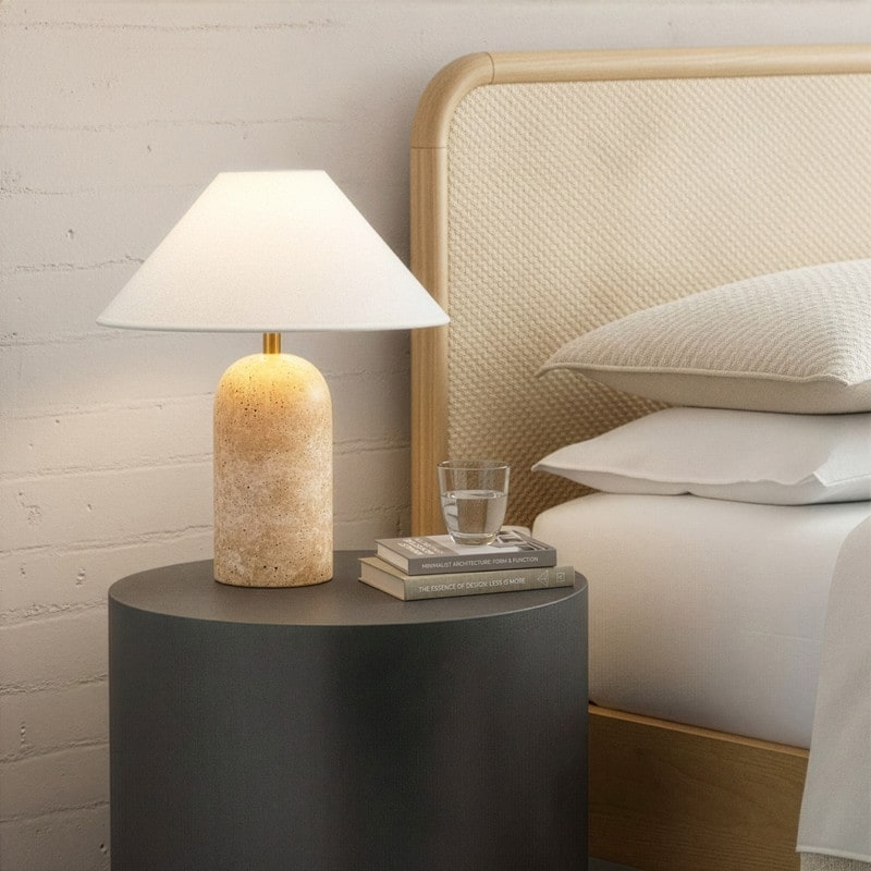 Brightech Sansa 13.2 in LED Glossy Cream Travertine Midcentury
