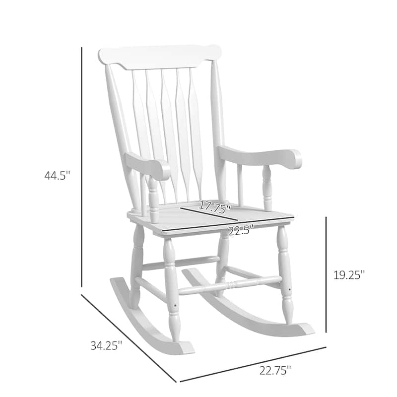 High Back Wood Rocking Chair, All Weather Patio Rocking Chair, 350lbs Weight Capacity for Deck, Porch, Backyard, Garden