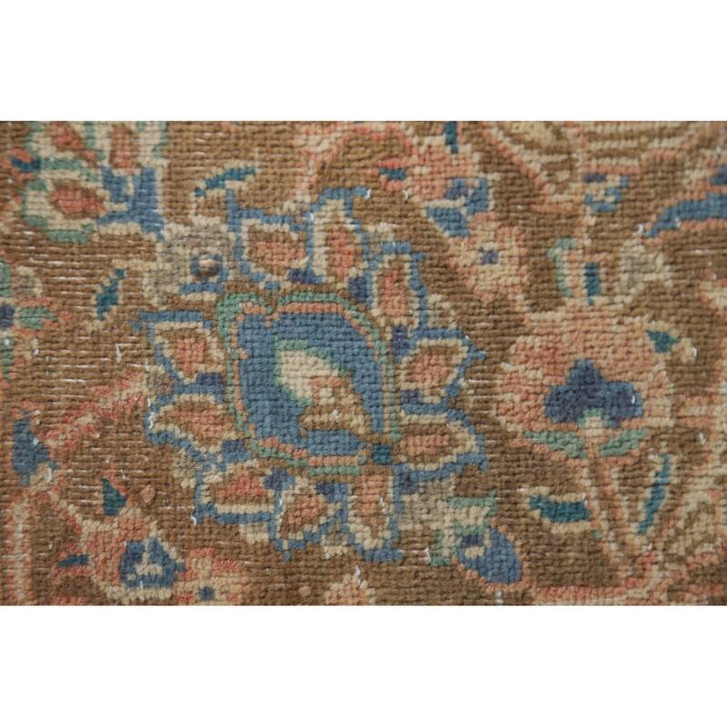 Hand Knotted Oriental 100% Wool Carpet Traditional Floral Oranges & Rust Mashad Area Rug - 12' 6'' X 9' 5''