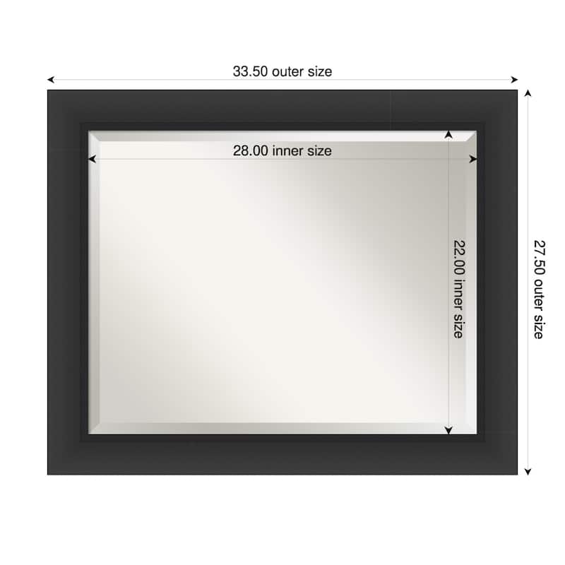 Sloped Beveled Framed Wall Mirror - 34 x 28 in - Sloped Black