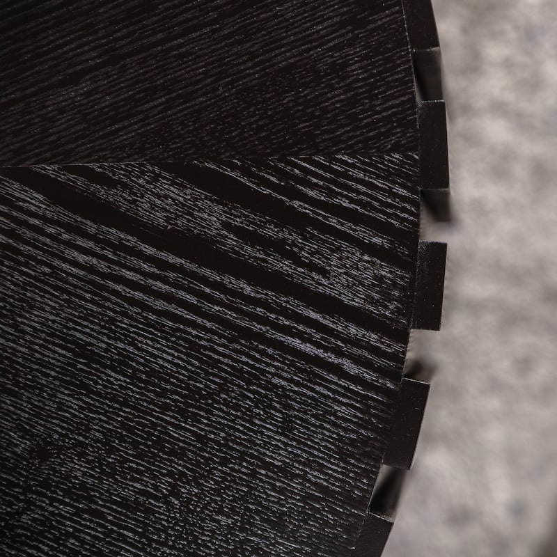 Coffee Table Nesting End Table Set of 2, Modern Black Fluted Coffee Table, Wood Side Table, Circle Accent Tables