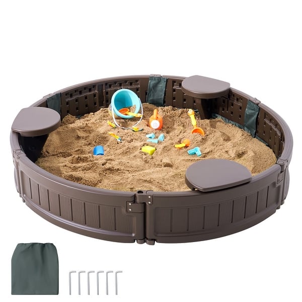 slide 2 of 42, Sandbox with Cover for Outdoor Backyard, Beach, Park, Gift for Boys Girls Ages 3-12 47.2 x 9.1 in