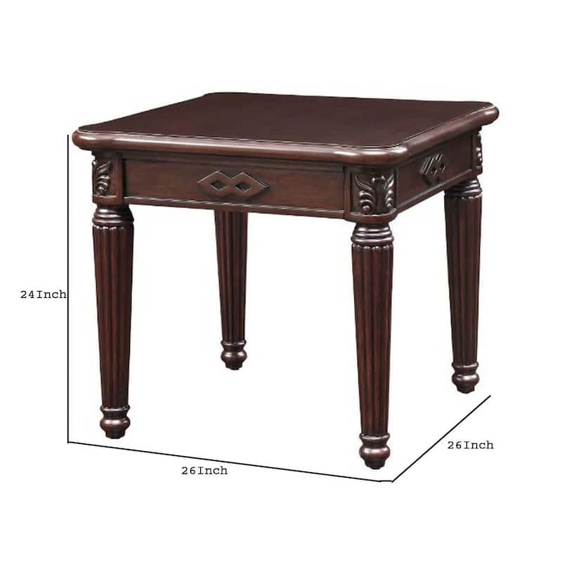 End Table with Traditional Style and Turned Legs, Espresso Brown