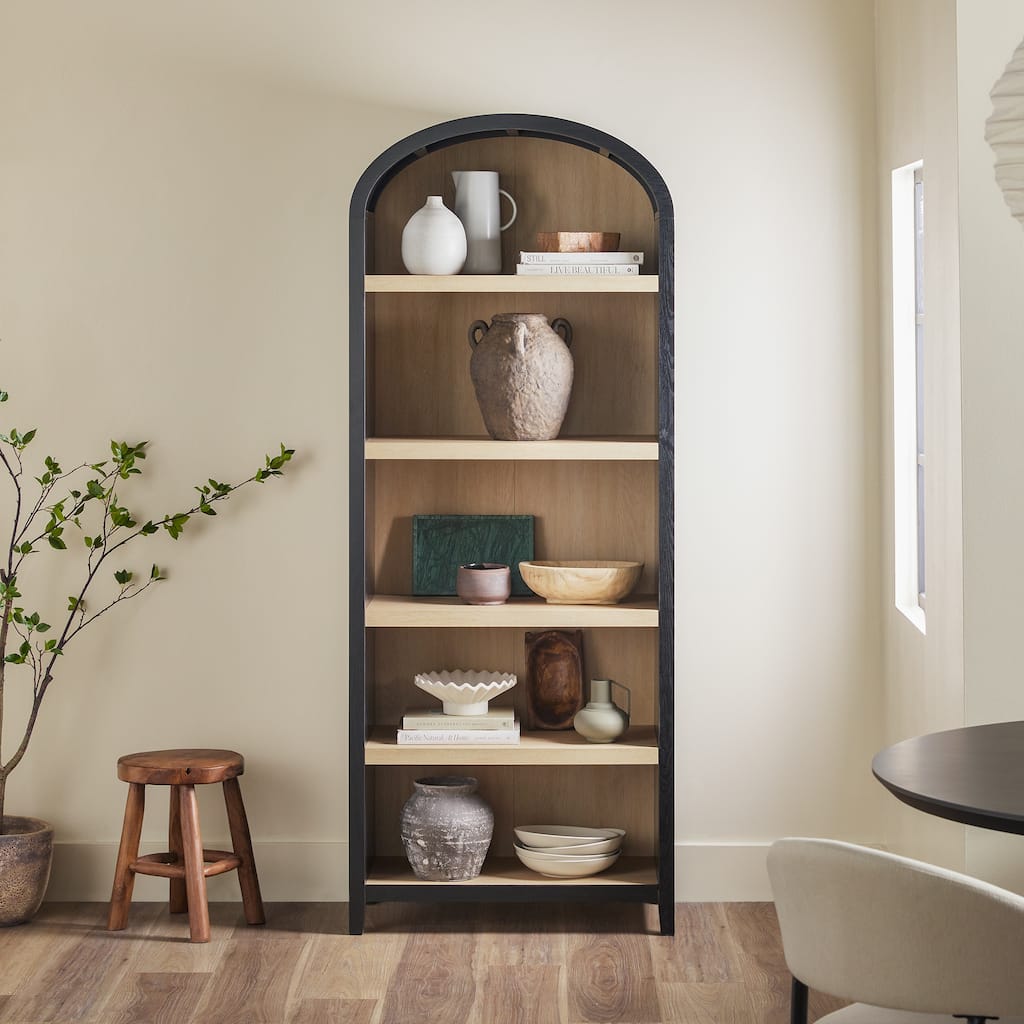 Walker Edison 5 Shelf Open Arched Bookshelf