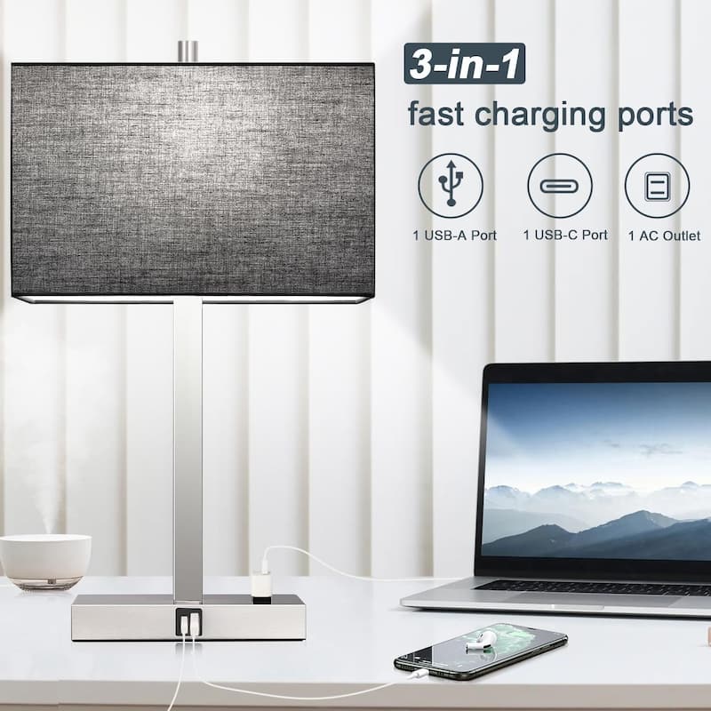 Upgraded, Set of 2 Bedside Touch Control Table Lamp - 4.4"D x 7.8"W x 21"H