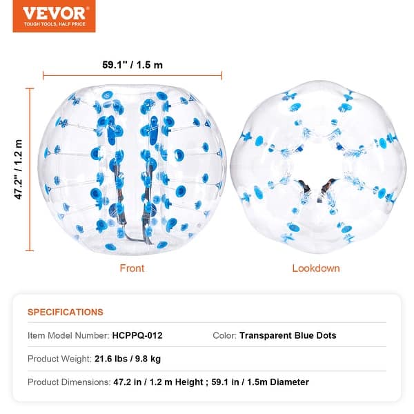 dimension image slide 2 of 7, VEVOR Inflatable Bumper Balls , for Teen & Adult, for Outdoor Team Gaming Play,for Garden, Yard, Park