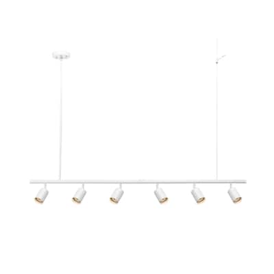55" 6-Light Adjustable Height Track Lighting, Matte White, Pivoting Track Heads - 4.75"
