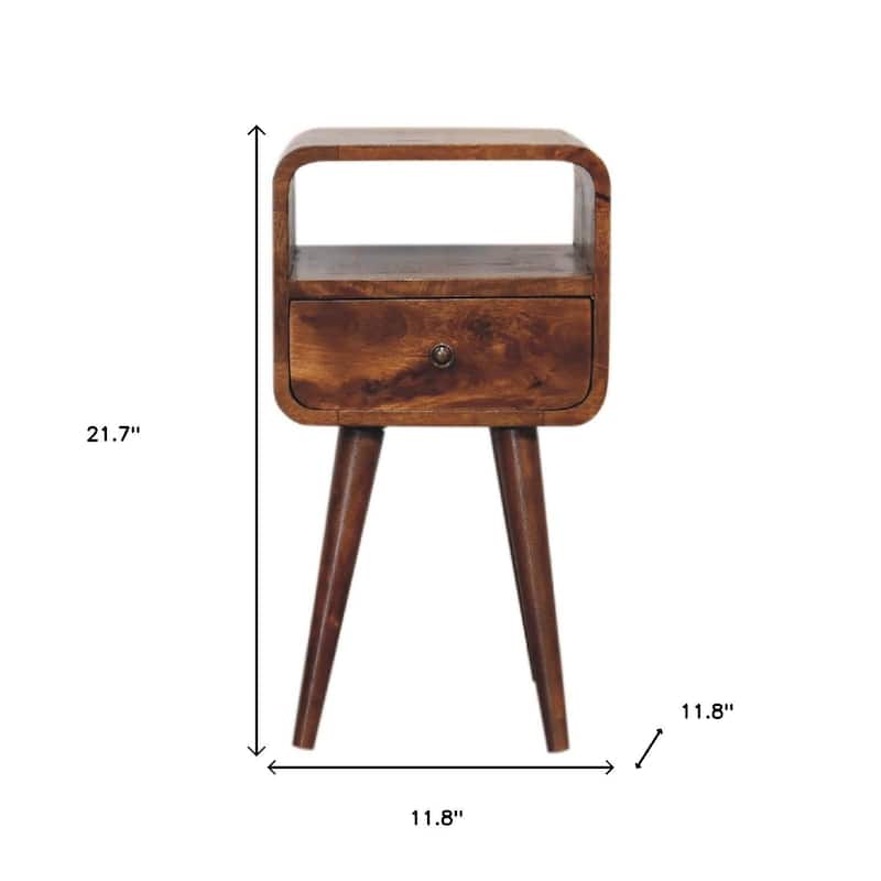HomeRoots 22" Chestnut Solid Wood Square One Drawer Nightstand