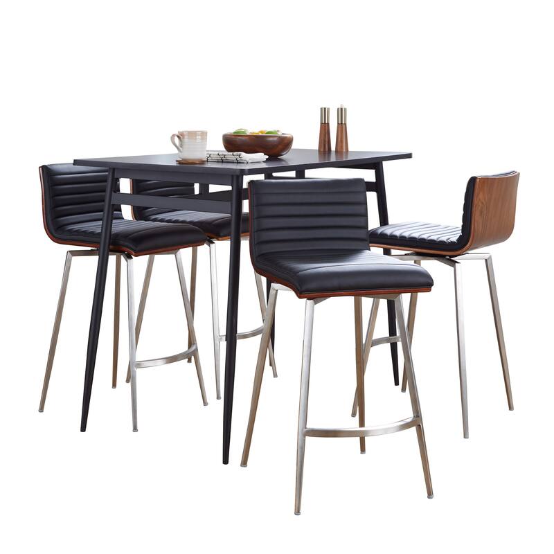 Porch & Den Naldi-Mason Swivel 5-Piece Counter Height Dining Set