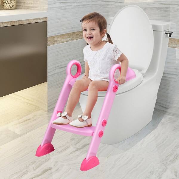 Costway Toddler Toilet Potty Training Seat With Sturdy Non Slip Ladder Overstock 23126578