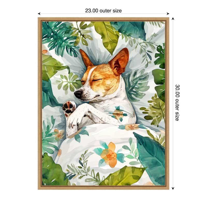 Dogs Life Jungle by Justyna Jaszke Framed Canvas Wall Art - 23 x 30 in