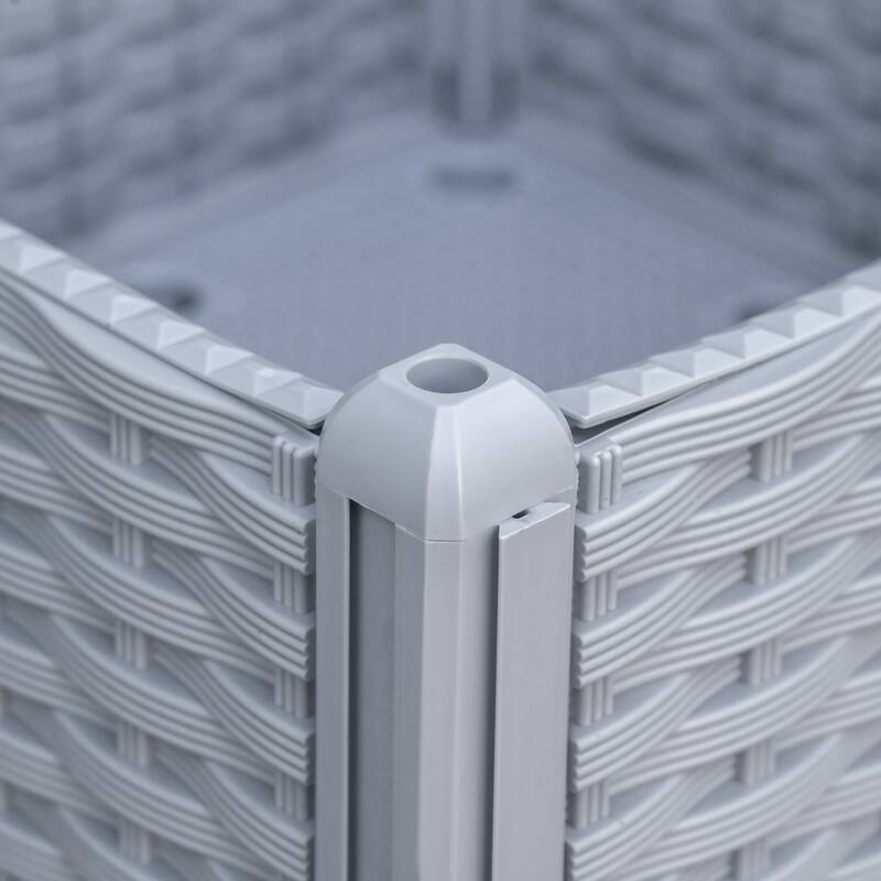 Rattan Design Plastic Raised Planter Boxes with Self-Draining System