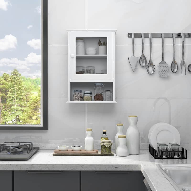 Gymax Wall Mounted Bathroom Cabinet Storage Organize Hanging Medicine