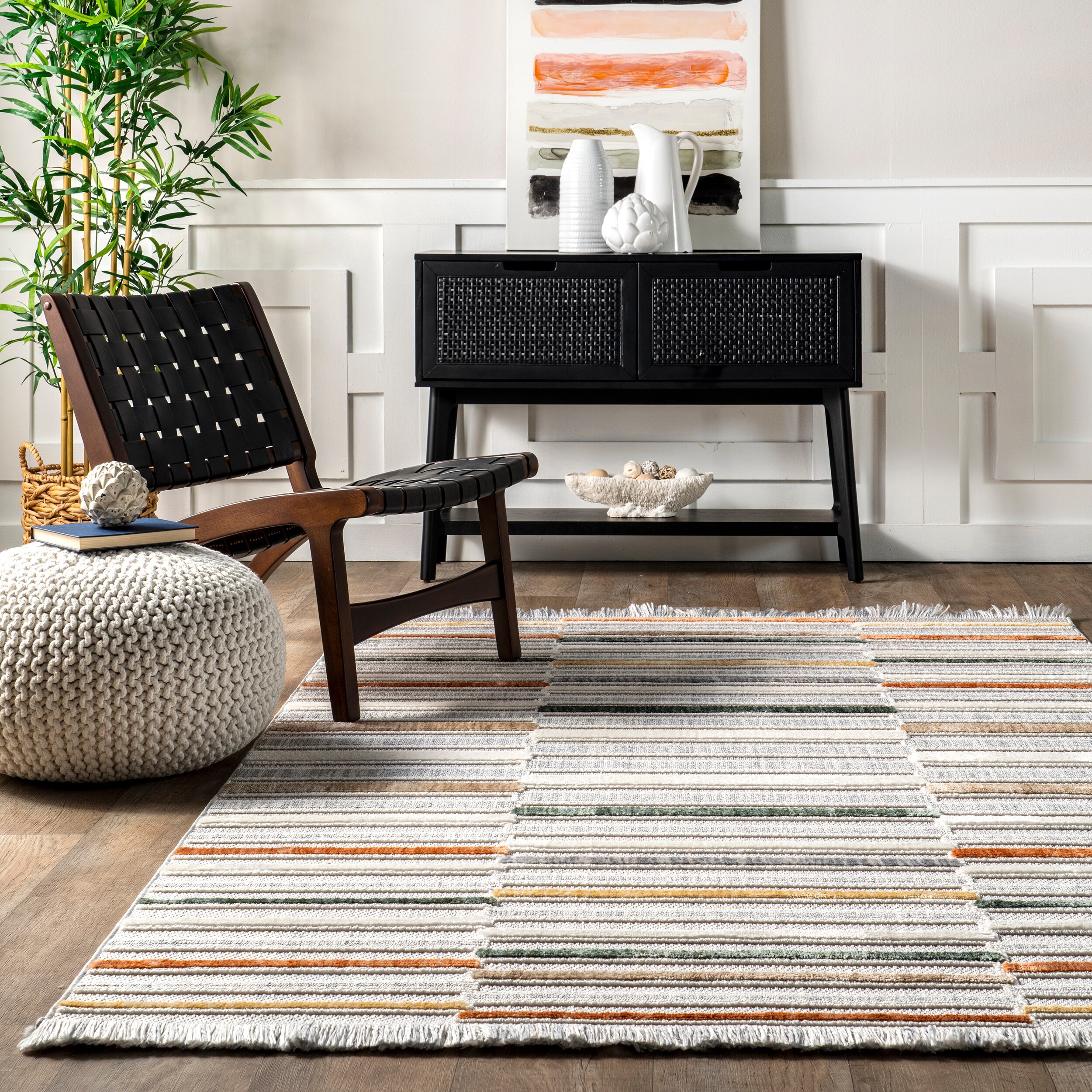 Nuloom Zasu Colorful Striped Fringe Area Rug