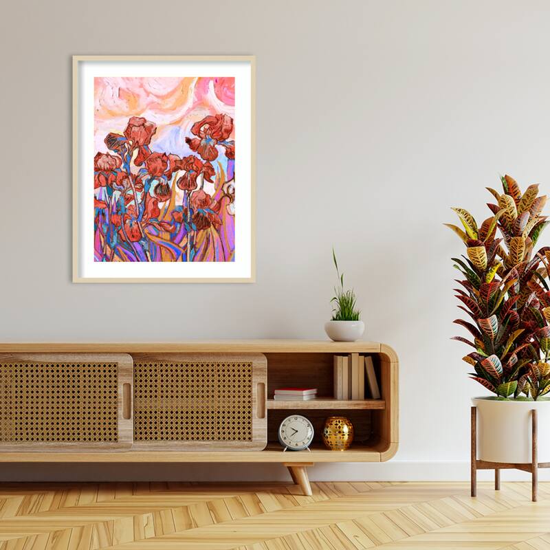 Floral paint by Mathieu Jeuf Wood Framed Wall Art Print