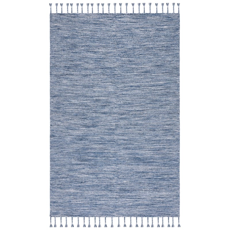 SAFAVIEH Handmade Gwenn Ursina Wool Tassel Rug - 6' Square - Navy/Beige