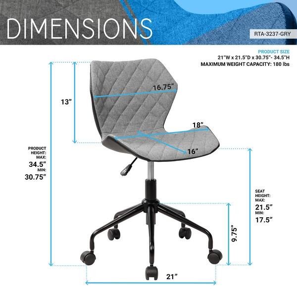 Shell Chair Modern Adjustable Office Task Chair Faux Leather Backing ...
