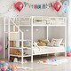 preview thumbnail 2 of 24, Twin Over Twin Metal Bunk Bed with Lateral Storage Ladder and Wardrobe,Space Saving Bunk Beds With Stairs,White