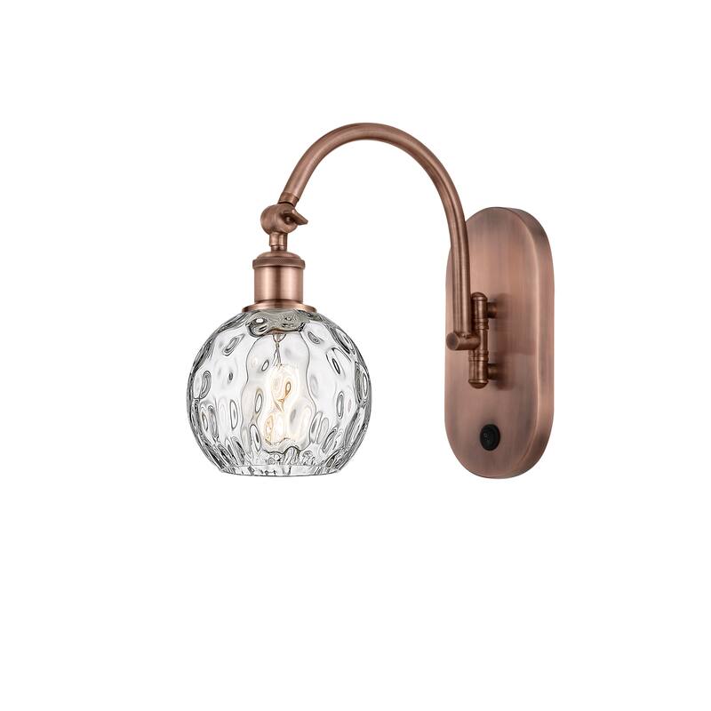 Innovations Lighting Ballston Athens Water Glass 6" - 1 Light 6" Sconce - Arm Swivels Side To Side - Clear Water Glass/Antique Copper
