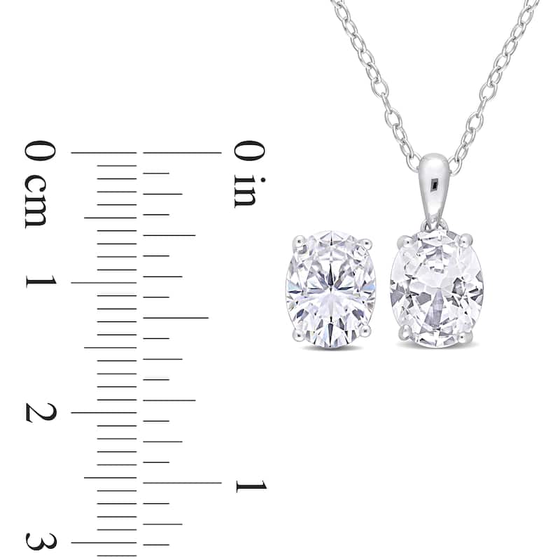 Miadora 8 4/5ct TGW Oval Created White Sapphire 2-Piece Set of Necklace and Earrings Sterling Silver
