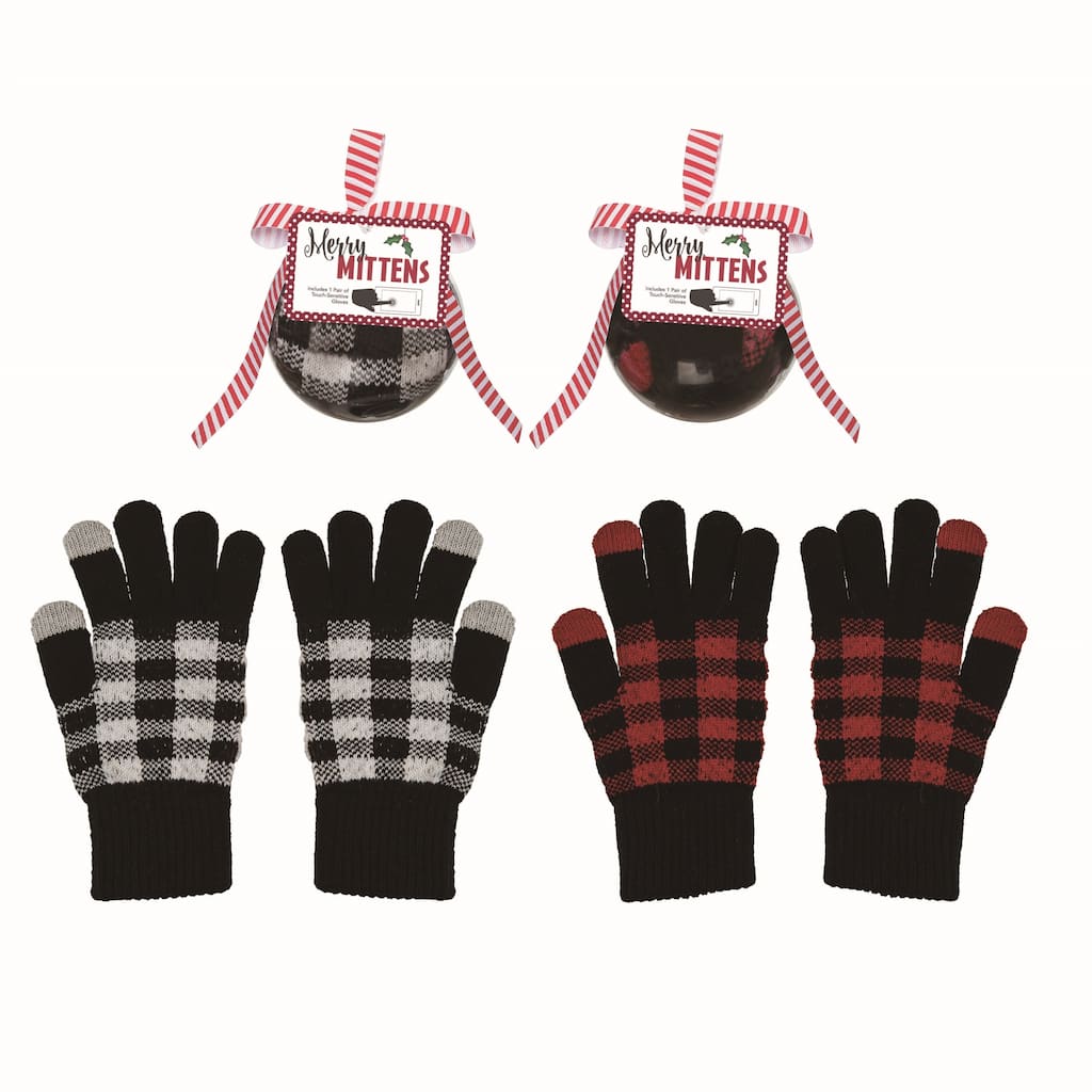 Transpac Fabric Glove In Ball Ornament Set of 2 Christmas Home Decorations