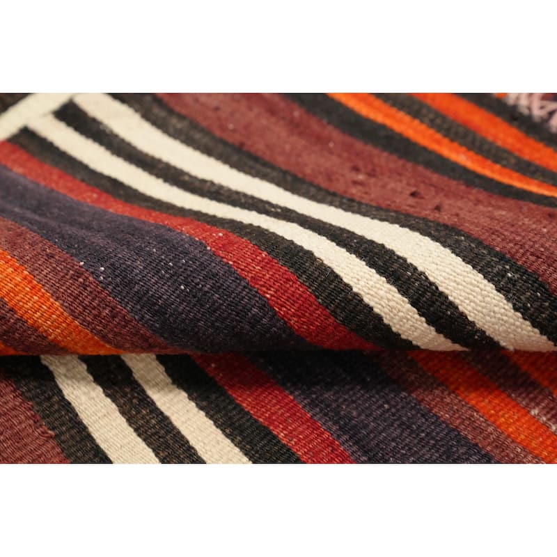 Hand Woven Oriental 100% Wool Carpet Southwestern Geometric Multi-Colored Kilim Area Rug - 9' 3'' X 4' 8''