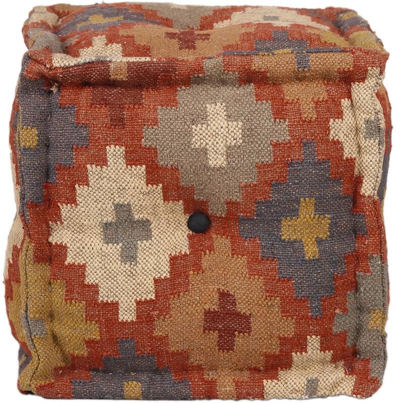 HERAT ORIENTAL Handmade Wool and Jute Upholstered Pouf