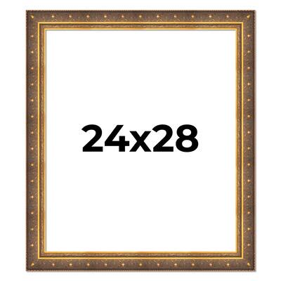 24x28 Frame Vintage Gold Solid Wood Picture Frame | 2.5 Inch Moulding