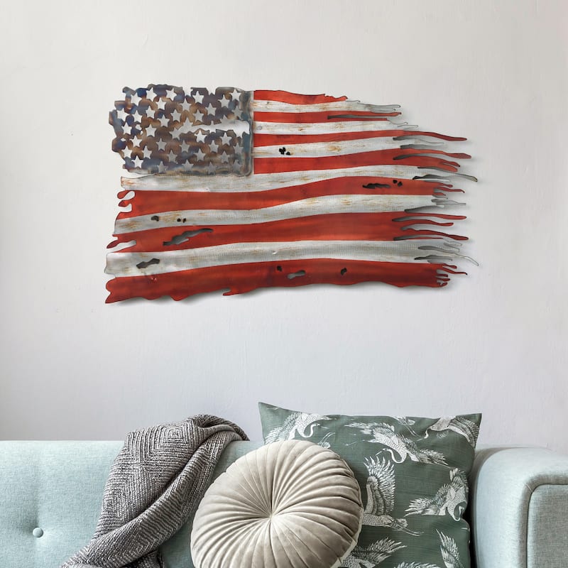 Colorful Hand Painted Etched Metal Wall Sculpture