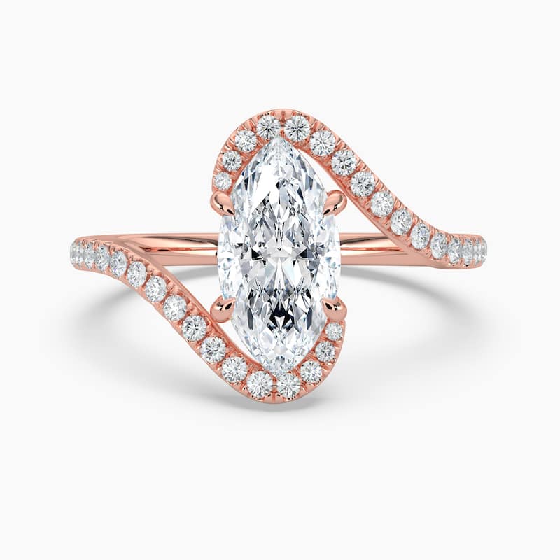 Auriya 14k Gold Marquise Lab Grown Diamond Bypass Engagement Ring 1.00 to 5.00 ct. tw. (F-G, VS) - 3.00 carats - Rose - 4