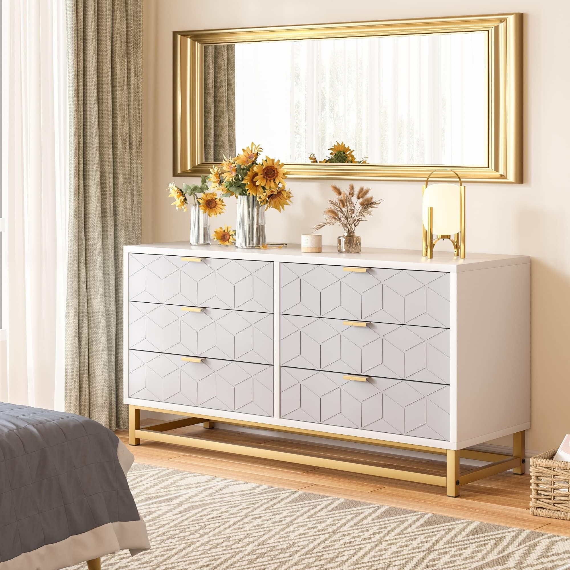 Grey 6 Drawer Dresser for Bedroom, Wood Chest of Drawers with Metal Legs - Bed Bath & Beyond - 40399101 Grey 6 Drawer Dresser for Bedroom, Wood Chest of Drawers with Metal Legs - Bed Bath & Beyond - 40399101