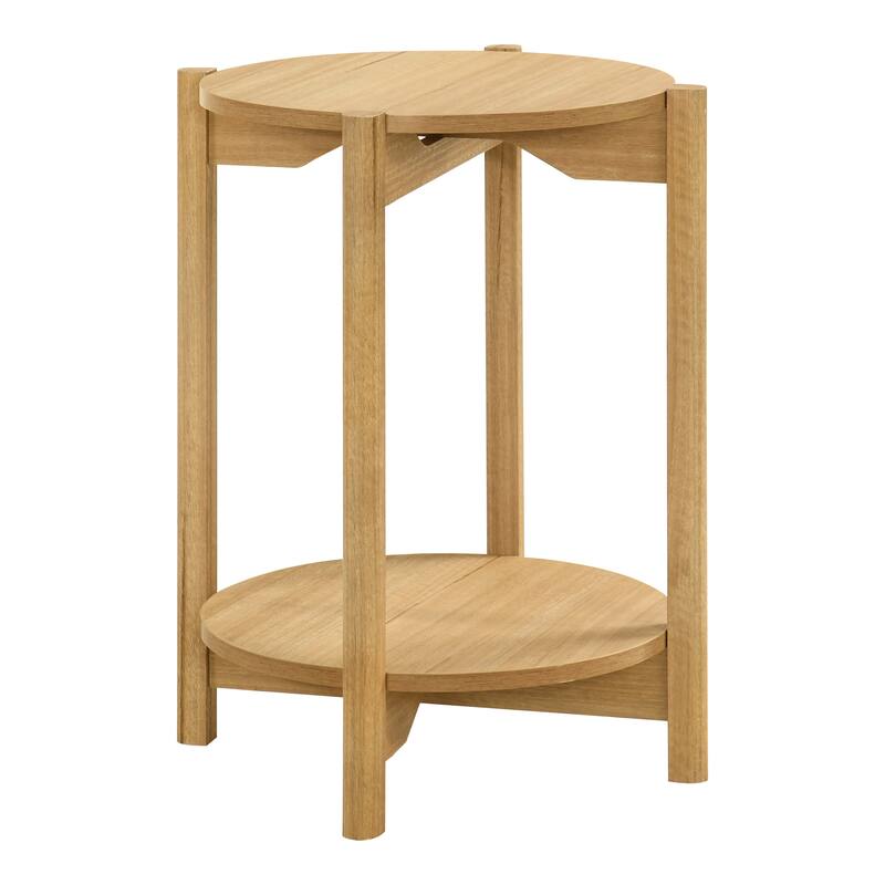 Furniture of America Rovion 2-Piece Round Wood Coffee Table Set with Open Bottom Shelf
