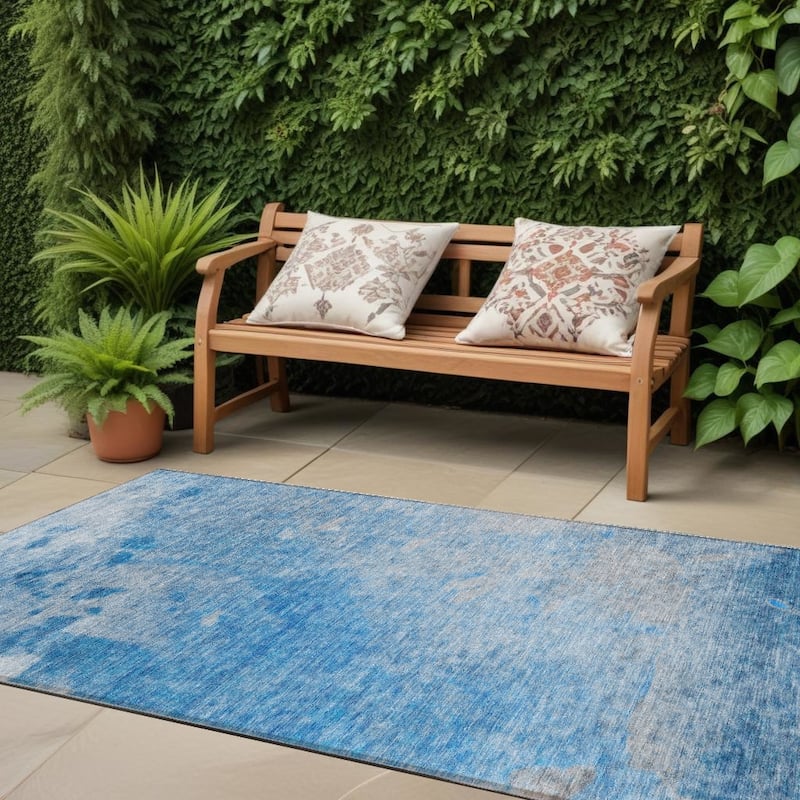 Alto Contemporary Abstract Weather Resistant Timeless Fusion Outdoor Rug - 8' Runner - Multi