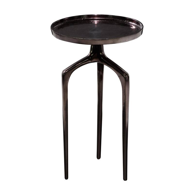 Aluminum Metal Tray Inspired Top Accent Table with 3 Tripod Legs - Gold, Silver or Black - Roche River Decor