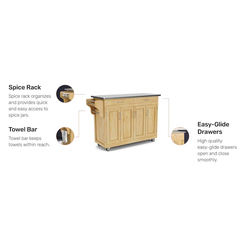 Homestyles Create-a-Cart Natural Mobile Kitchen Cart with Stainless Steel Top
