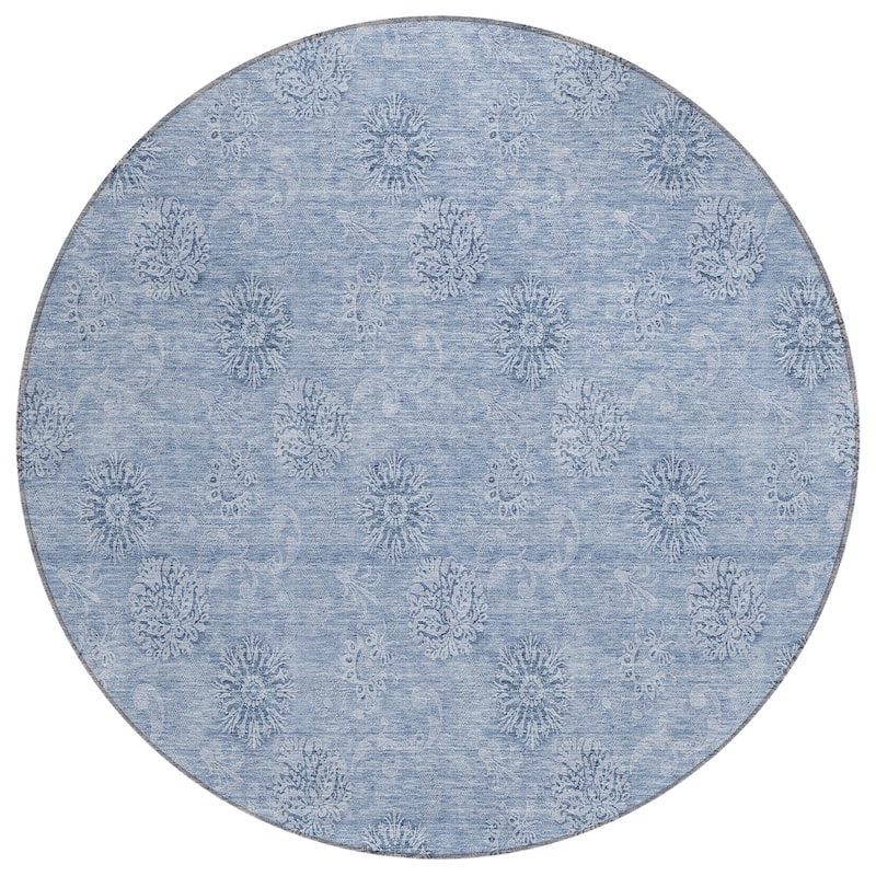 Machine Washable Indoor/ Outdoor Chantille Floral Burst Rug