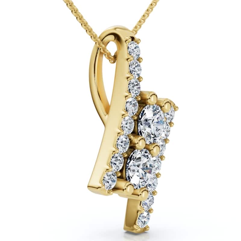 Bliss Diamond 1/2Ct Two Stone Diamond Pendant Gold Necklace Lab Grown 18" Lab Grown - Yellow - 18 Inch