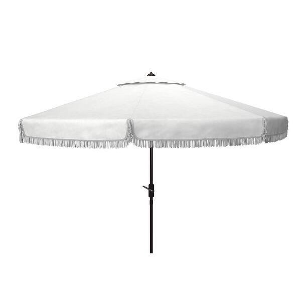 Shop Black Friday Deals On Safavieh Outdoor Living Milan Fringe 11ft Round Crank Umbrella On Sale Overstock 29848224