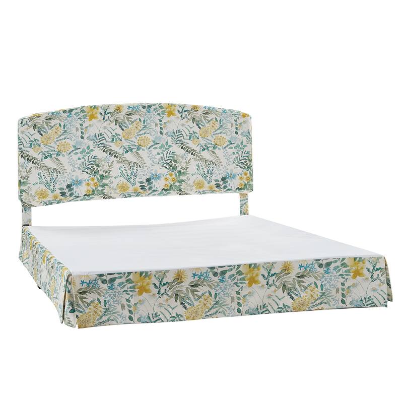 Knut Traditional 2 Piece Bedroom Upholstered Platform Bed with Washable Slipcover Set-QB by HULALA HOME