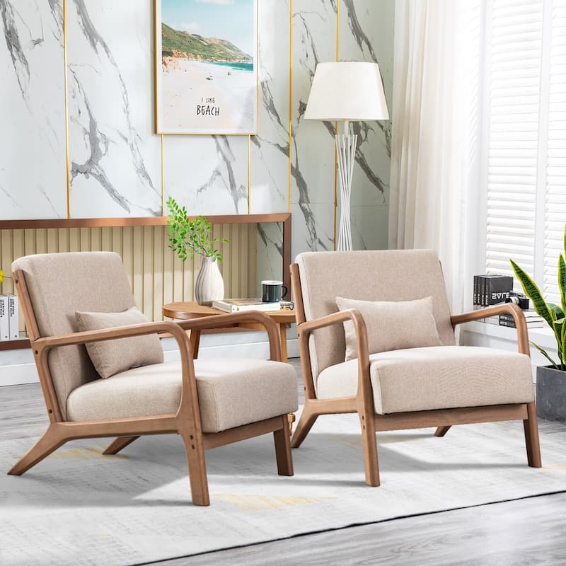 Aston Modern Solid wood Accent Chair for Living Room - 2pcsbeigeset