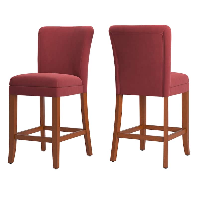Parson Classic Upholstered High Back Counter Height Chairs (Set of 2) by iNSPIRE Q Bold - Red Microfiber