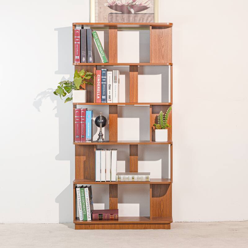 31.5"L X 64.56"H Free Combination Bookshelf Modern 5-Tier Open Storage Bookcase Mdf Wood Display Shelving,Media Storage Shelves