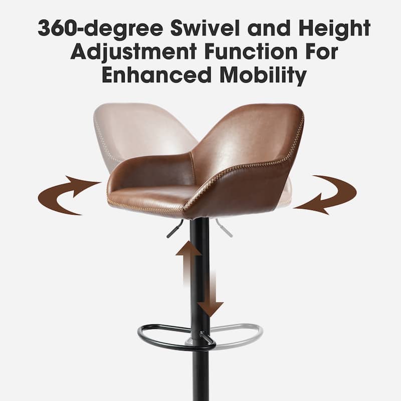 Glitzhome Set of 3 Mid-Century Modern Adjustable Swivel Bar Stools - Set of 3