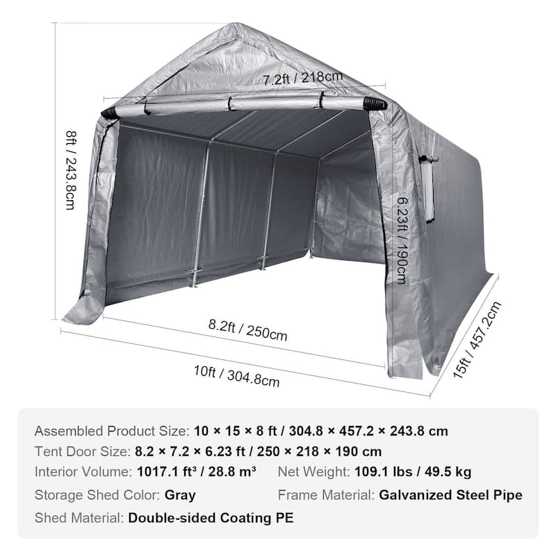 Heavy Duty Outdoor Storage Shelter Portable Garage Tent with Windows