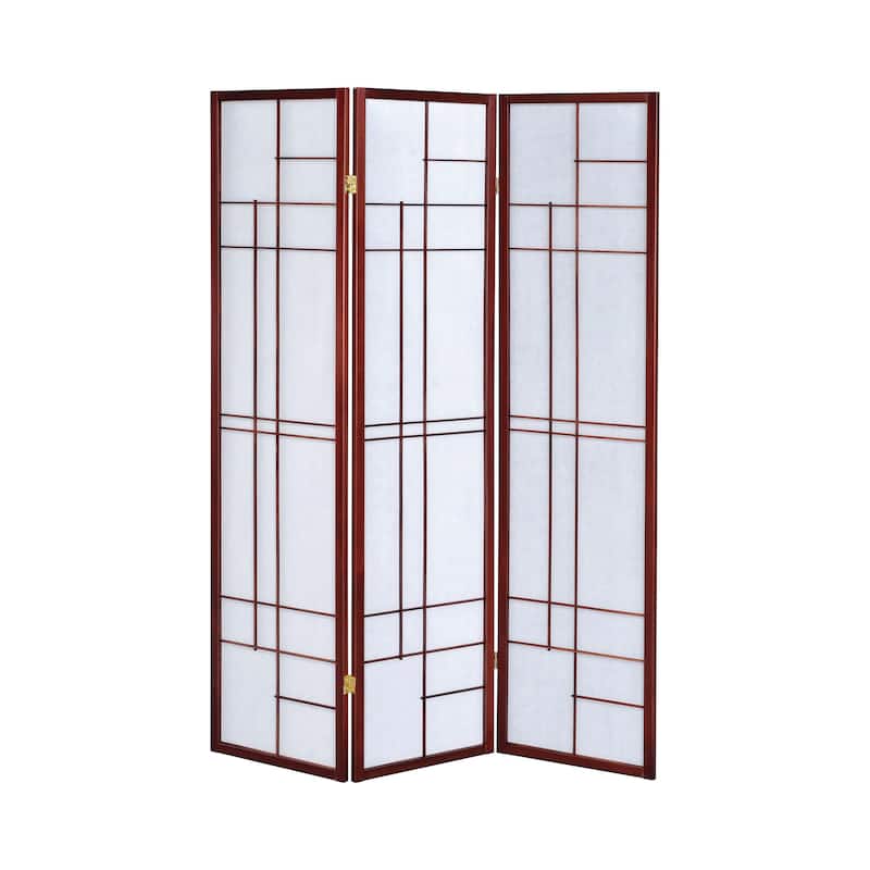 Classic 3 Panel Wooden Folding Screen, Brown