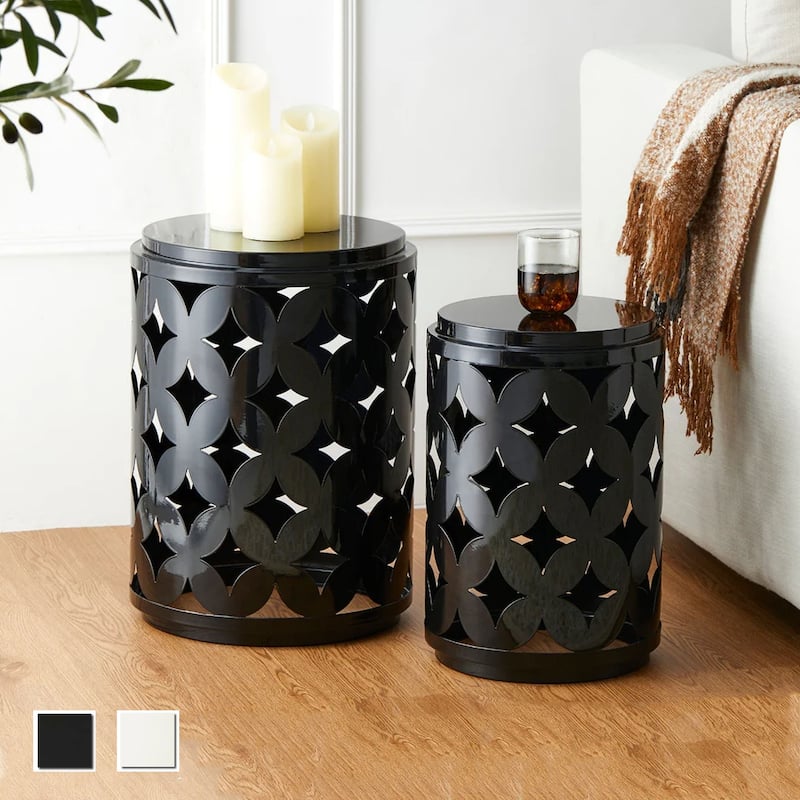 Glitzhome 19.25"H Set of 2 Modern Metal Frame Side Table - 14"L x 14"W x 19.25"H