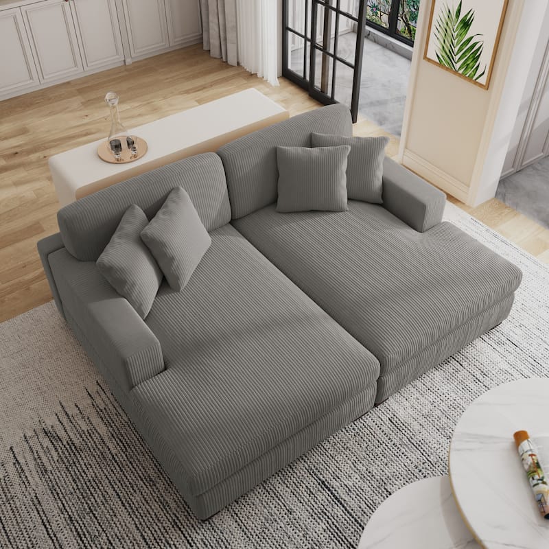 Oversized Modular Sectional Sofa Set with Pillows for Living Room - Light Grey/2 Chaise