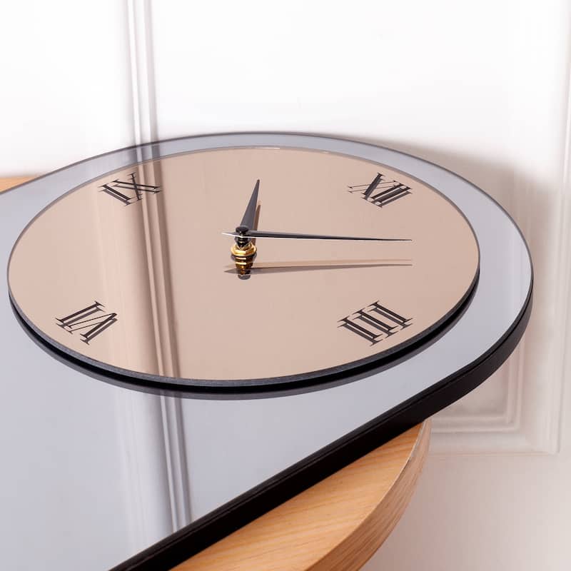 Large Wall Clock - Gray&Gold Mirror Finish,Oval 39"