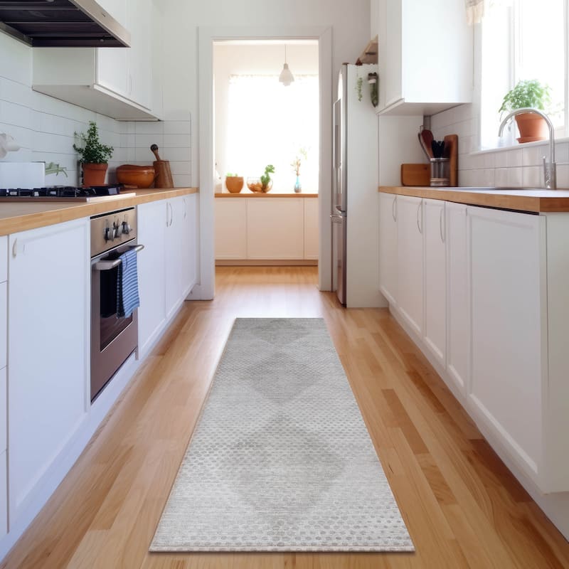 Premium Washable Super Soft Modern Diamonds Mayfield Rug - Ivory - 2' 3" x 7' 6" - Runner